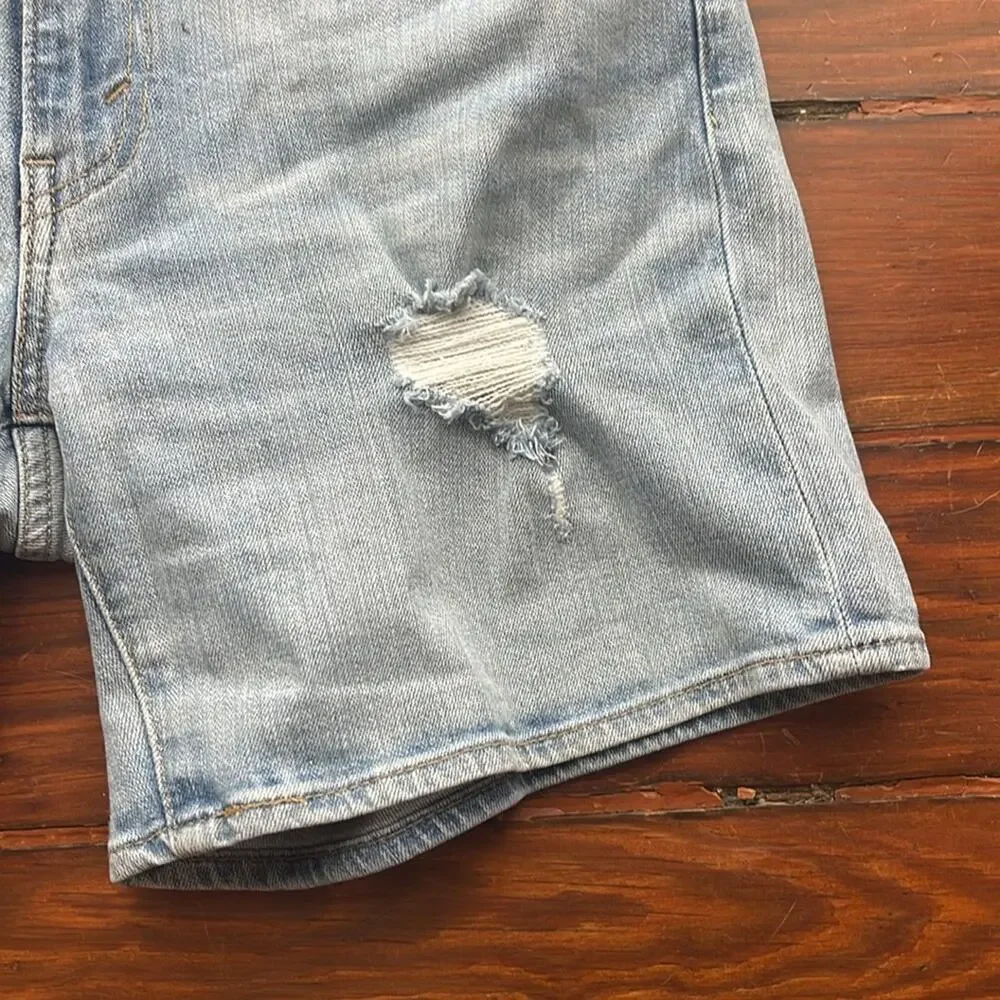 Levi’s long inseam mid rise distressed denim jean shorts sz 30